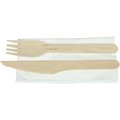 Abena Cutlery Sets, Natural Birchwood, w/ Fork, Knife, Napkin, 6.5 Inch 1000009523